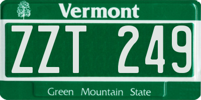 VT license plate ZZT249