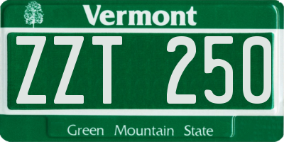 VT license plate ZZT250