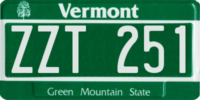 VT license plate ZZT251