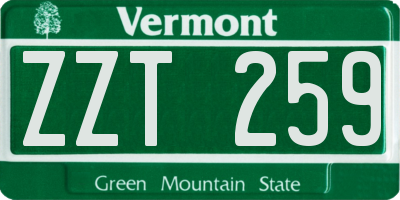 VT license plate ZZT259