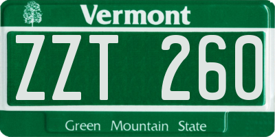 VT license plate ZZT260