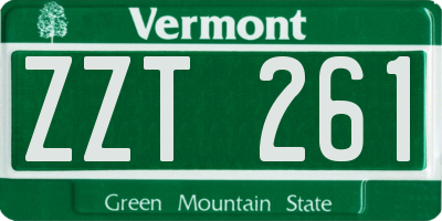 VT license plate ZZT261