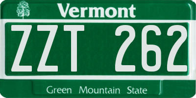 VT license plate ZZT262