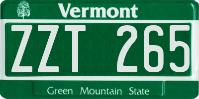 VT license plate ZZT265