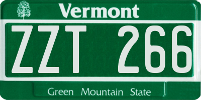 VT license plate ZZT266