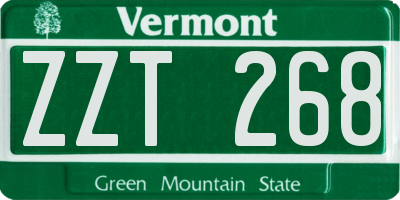 VT license plate ZZT268