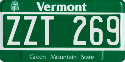 VT license plate ZZT269