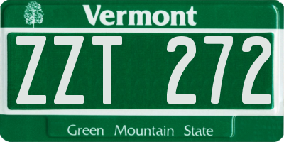 VT license plate ZZT272