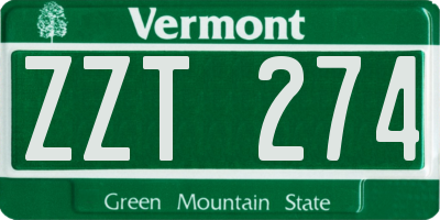 VT license plate ZZT274