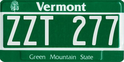 VT license plate ZZT277