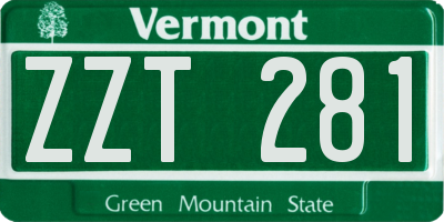 VT license plate ZZT281