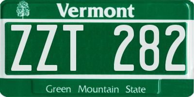 VT license plate ZZT282