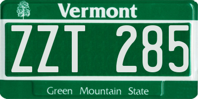 VT license plate ZZT285
