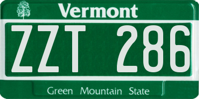 VT license plate ZZT286