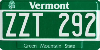 VT license plate ZZT292