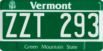 VT license plate ZZT293