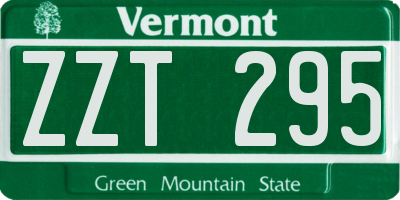 VT license plate ZZT295