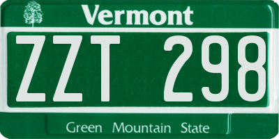 VT license plate ZZT298