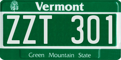 VT license plate ZZT301
