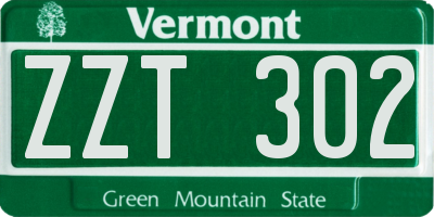 VT license plate ZZT302