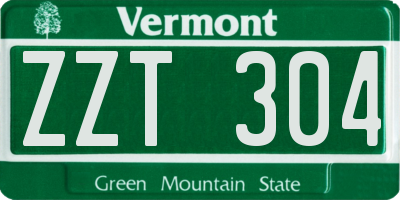 VT license plate ZZT304