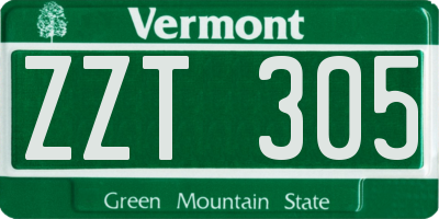 VT license plate ZZT305