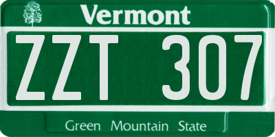 VT license plate ZZT307
