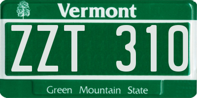 VT license plate ZZT310
