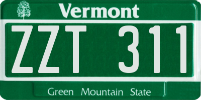 VT license plate ZZT311
