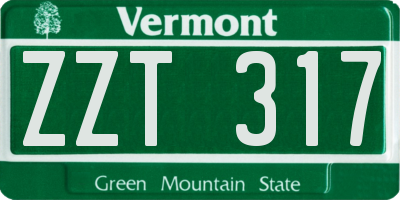 VT license plate ZZT317