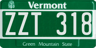 VT license plate ZZT318