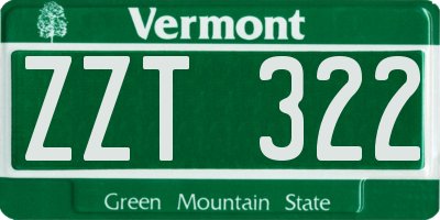 VT license plate ZZT322