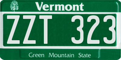VT license plate ZZT323