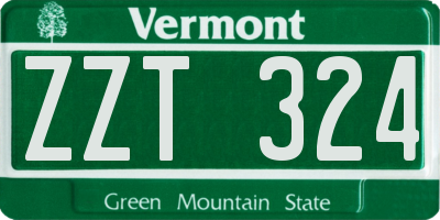 VT license plate ZZT324