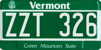 VT license plate ZZT326