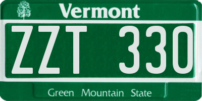 VT license plate ZZT330