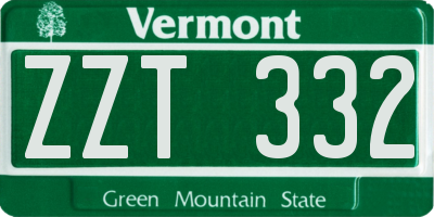 VT license plate ZZT332