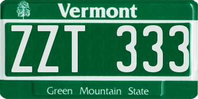 VT license plate ZZT333