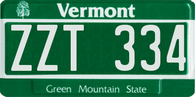 VT license plate ZZT334