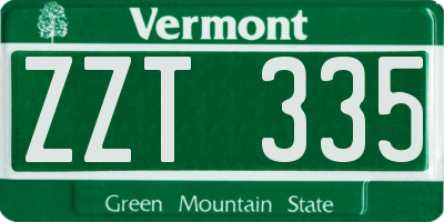 VT license plate ZZT335