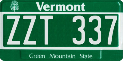 VT license plate ZZT337