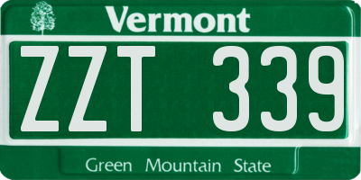 VT license plate ZZT339