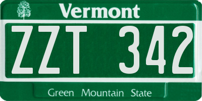 VT license plate ZZT342