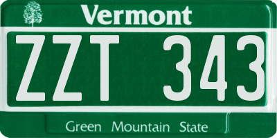 VT license plate ZZT343