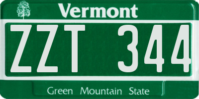 VT license plate ZZT344