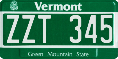 VT license plate ZZT345