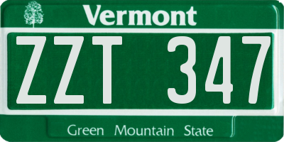 VT license plate ZZT347