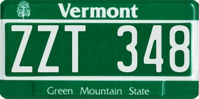 VT license plate ZZT348