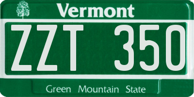 VT license plate ZZT350