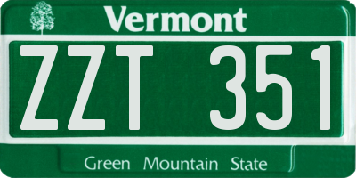 VT license plate ZZT351